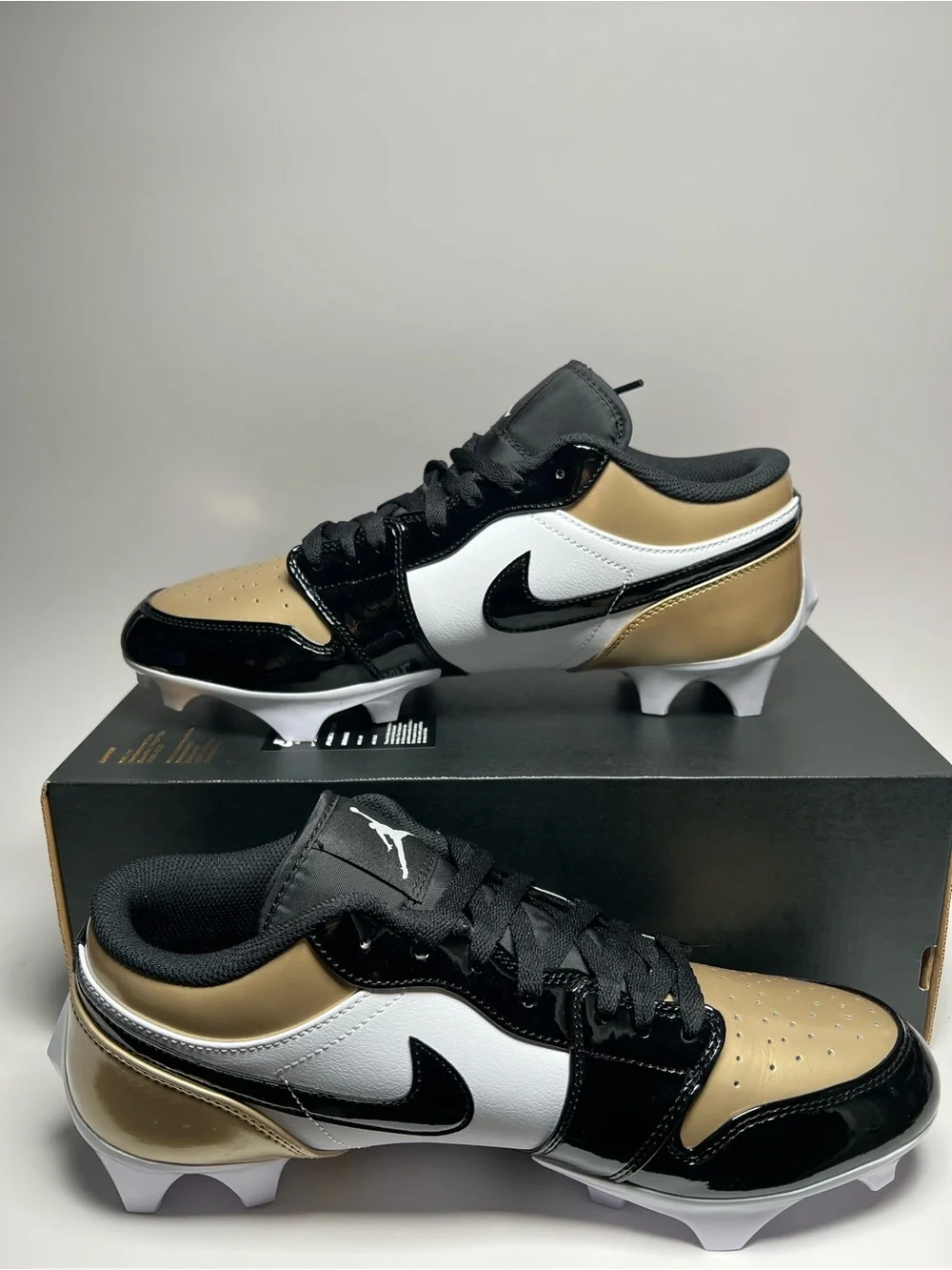 Nike Air Jordan 1 Low Football Cleat FJ6245-701 White Gold Black Mens Size 13